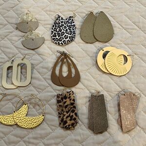 Nickel and Suede  10 pair of Leather Earrings